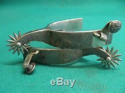 Belle Vintage Paire De Mounted Argent Western Cowboy Spurs