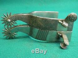 Belle Vintage Paire De Mounted Argent Western Cowboy Spurs