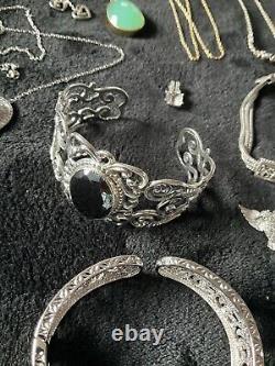Bijoux en argent sterling pour femmes de vintage à aujourd'hui, lot de 24 pièces, revendables et portables