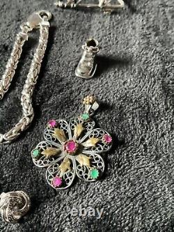 Bijoux en argent sterling pour femmes de vintage à aujourd'hui, lot de 24 pièces, revendables et portables