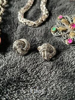 Bijoux en argent sterling pour femmes de vintage à aujourd'hui, lot de 24 pièces, revendables et portables