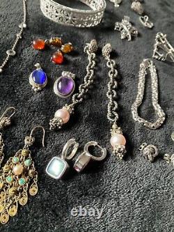 Bijoux en argent sterling pour femmes de vintage à aujourd'hui, lot de 24 pièces, revendables et portables