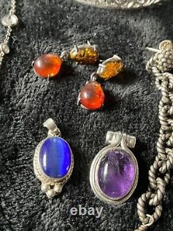 Bijoux en argent sterling pour femmes de vintage à aujourd'hui, lot de 24 pièces, revendables et portables