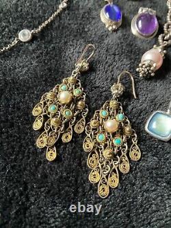 Bijoux en argent sterling pour femmes de vintage à aujourd'hui, lot de 24 pièces, revendables et portables