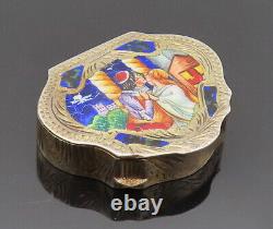 Boîte à pilules sculptée en forme de couple royal s'embrassant, peinte en argent 925 vintage