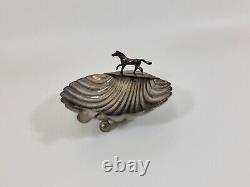 Bol et cendrier équestres en argent vintage. Paire assortie fabriquée en Italie 175G