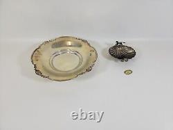 Bol et cendrier équestres en argent vintage. Paire assortie fabriquée en Italie 175G