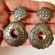 Boucles D'oreilles Navajo En Argent Sterling Avec Estampillage Ancien Et Travail à La Main, Style Heurtoir De Porte, Vtg