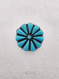 Boucles d'oreilles Vintage Zuni en argent sterling avec grappe de turquoise en pointe de fleur 1