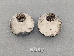 Boucles d'oreilles Vintage Zuni en argent sterling avec grappe de turquoise en pointe de fleur 1