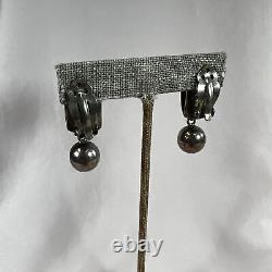 Boucles d'oreilles à clip en argent et onyx, vintage, en argent sterling 925, marquées TO-88, faites à la main
