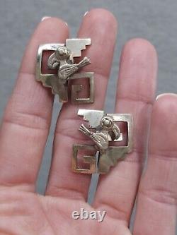 Boucles d'oreilles à vis modernistes en argent sterling rare de Graziella Laffi Vintage