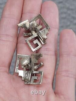 Boucles d'oreilles à vis modernistes en argent sterling rare de Graziella Laffi Vintage