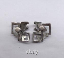 Boucles d'oreilles à vis modernistes en argent sterling rare de Graziella Laffi Vintage