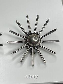 Boucles d'oreilles clips en argent 835 Vintage Moderniste Gustav Hauber Étoile Rayonnante MCM