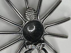 Boucles d'oreilles clips en argent 835 Vintage Moderniste Gustav Hauber Étoile Rayonnante MCM