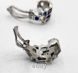 Boucles d'oreilles clips vintage en argent sterling et émail bleu de Karl Jorgen Otteren