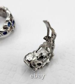 Boucles d'oreilles clips vintage en argent sterling et émail bleu de Karl Jorgen Otteren