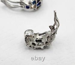 Boucles d'oreilles clips vintage en argent sterling et émail bleu de Karl Jorgen Otteren