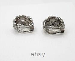 Boucles d'oreilles clips vintage en argent sterling et émail bleu de Karl Jorgen Otteren