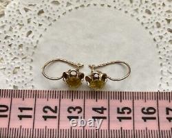 Boucles d'oreilles clous en argent 875 vintage rares avec pierre soviétique citrine pour femmes