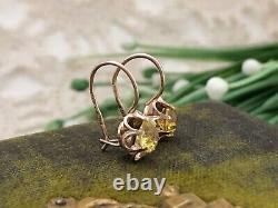 Boucles d'oreilles clous en argent 875 vintage rares avec pierre soviétique citrine pour femmes