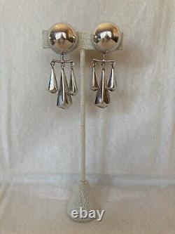 Boucles d'oreilles déclaration en argent sterling mexicain vintage modernistes MCM boule cinétique