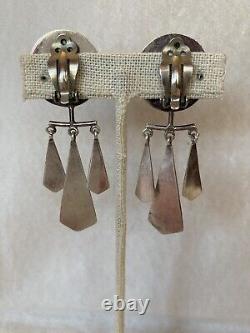 Boucles d'oreilles déclaration en argent sterling mexicain vintage modernistes MCM boule cinétique