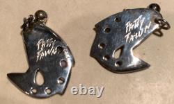 Boucles d'oreilles en argent sterling Vintage Patty Fawn avec pierre