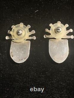 Boucles d'oreilles en argent sterling Zuni vintage, à pierres multicolores