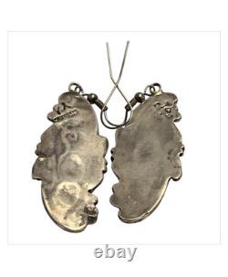 Boucles d'oreilles en argent sterling avec onyx noir de Yolanda Yazzie, vintage exceptionnel, Navajo