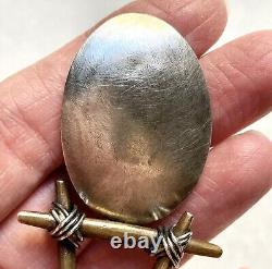 Boucles d'oreilles en argent sterling et en bronze de studio postmoderne cool, clip vintage 1992