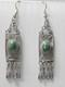 Boucles D'oreilles En Argent Sterling Mexicain Vintage/antique De Qualité Superbe Avec Pierre Verte Ornée
