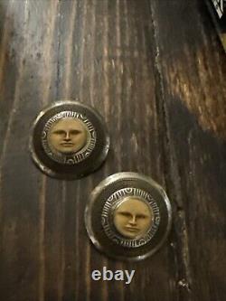 Boucles d'oreilles en argent sterling signées Tabra avec visage de lune vintage
