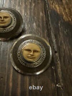 Boucles d'oreilles en argent sterling signées Tabra avec visage de lune vintage