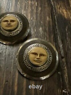 Boucles d'oreilles en argent sterling signées Tabra avec visage de lune vintage