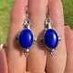 Boucles D'oreilles En Argent Sterling Vintage 925 Pour Femmes Avec Pierre De Lapis Lazuli Signée 7g