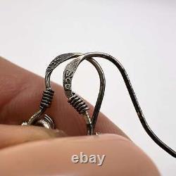 Boucles d'oreilles en argent sterling vintage 925 pour femmes avec pierre de lapis lazuli signée 7g