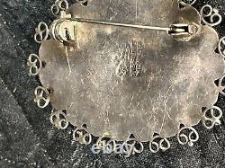 Boucles d'oreilles en argent sterling vintage Taxco avec émail, perroquet, abalone et broche en onyx marquée d'une couronne