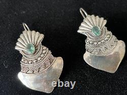 Boucles d'oreilles en argent vintage amérindien 3 paires - argent/turquoise/aigue-marine