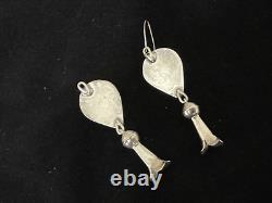 Boucles d'oreilles en argent vintage amérindien 3 paires - argent/turquoise/aigue-marine