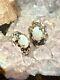 Boucles D'oreilles En Opale En Argent Sterling, Vintage, Clous Pour Oreilles Percées, Pierres Précieuses Aux Couleurs Brillantes