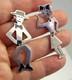 Boucles D'oreilles Pendantes En Argent Sterling émaillé Vintage Avec Couple Dansant