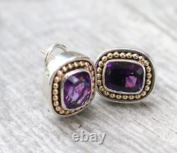 Boucles d'oreilles vintage Lefkowitz & Edelstein SLV en argent sterling 925 avec améthystes et 14k.