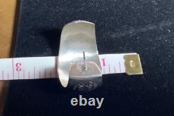 Boucles d'oreilles vintage Navajo en argent sterling JB, larges créoles avec estampillage de designer