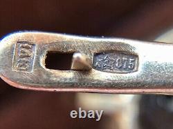 Boucles d'oreilles vintage en argent 875 de l'URSS avec pierres en cristal de roche pour femmes