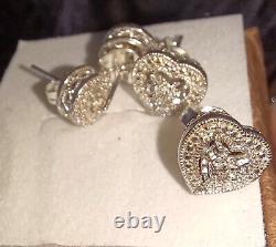 Boucles d'oreilles vintage en argent sterling 925 avec clusters de diamants, 2 paires