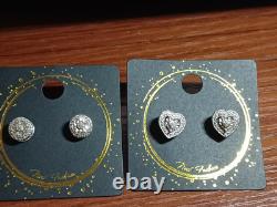 Boucles d'oreilles vintage en argent sterling 925 avec clusters de diamants, 2 paires