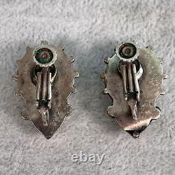 Boucles d'oreilles vintage en argent sterling 925 et agate bande, à vis articulées