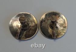 Boucles d'oreilles vintage en argent sterling à vis de Victor Coochwytewa, Indien Hopi